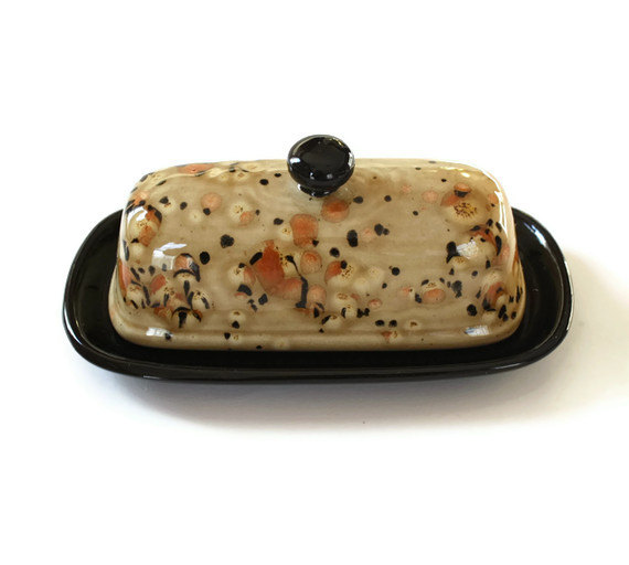 Butter Dish - Earth Tones Golden Brown